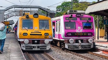 Different Model EMU local trains of Howrah-Katwa line arrival and departure moments!