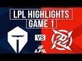 TES vs NIP Highlights Game 1 | LPL 2026 Split 2 | Top Esports vs Ninjas in Pyjamas