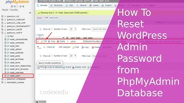 How to Reset WordPress Admin Password in phpMyAdmin Database  | CodexEdu