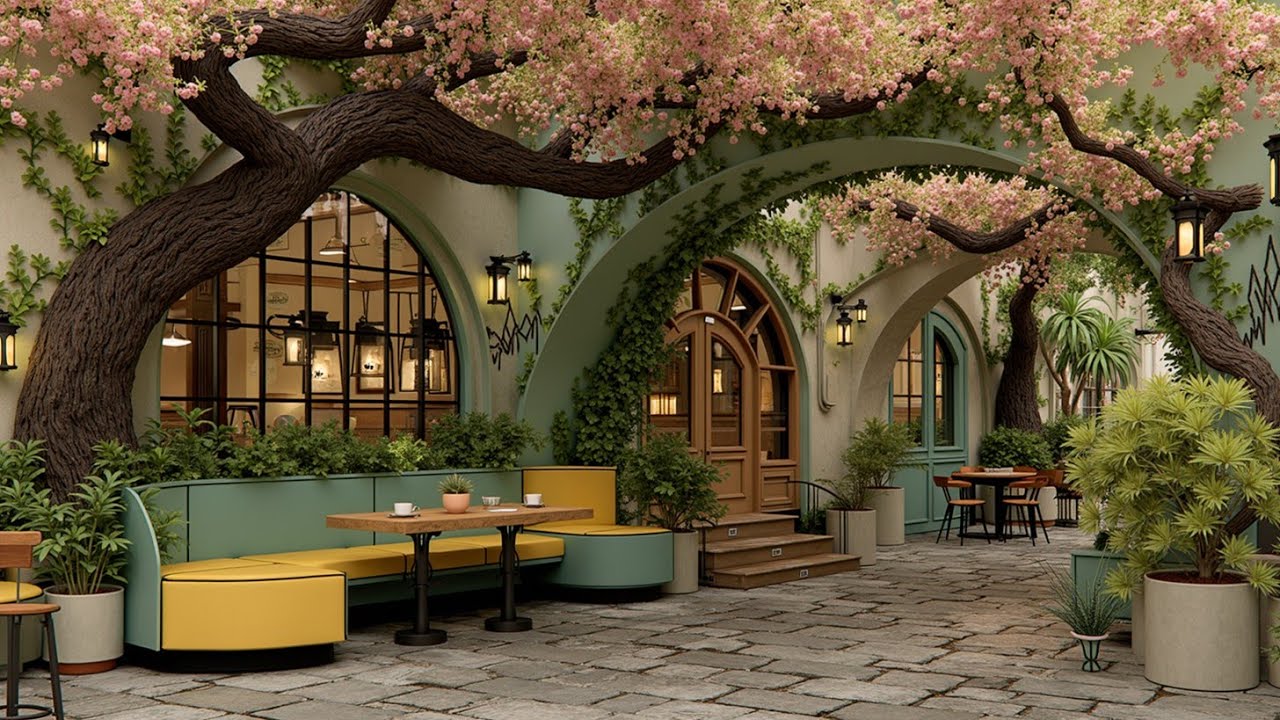 Spring Cozy Cafe & Bossa Nova Jazz - Outdoor Terrace Ambience for Relaxing Chill