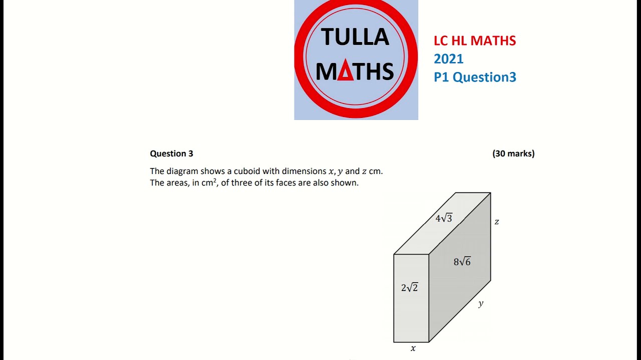 Leaving Cert Maths Higher Level 2021 Paper 1 Question 3 Solution