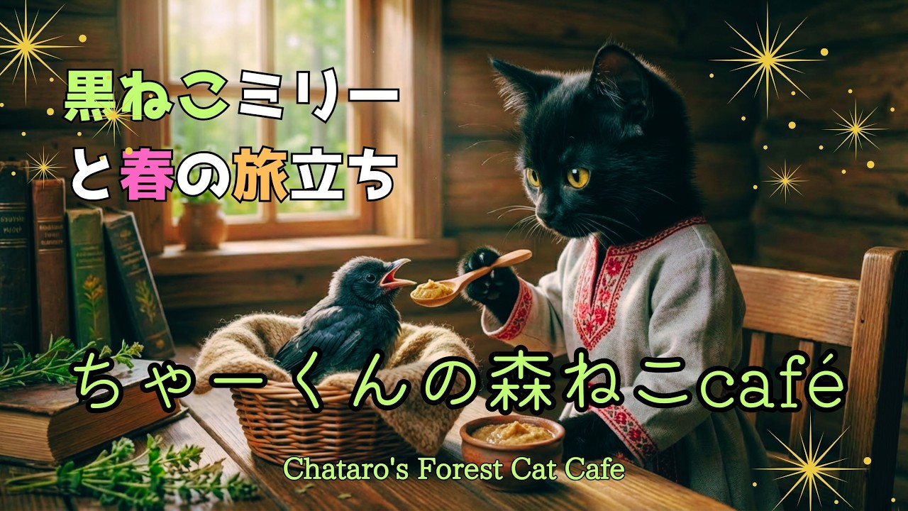 【猫の物語】ちゃーくんの森ねこcafe｜黒猫ミリーと春の旅立ち｜いなくなったあの子｜別れの理由を探して