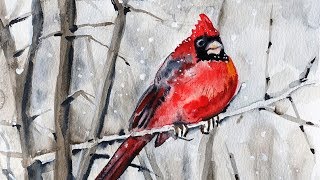 How to Paint a Cardinal in Watercolor - Step-by-step Painting for Beginners / Sketchbook Series