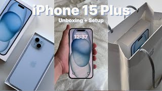  iPhone 15 Plus Blue Aesthetic 📦 Unboxing + Setup | 🦕🐋🫐🌊🫧