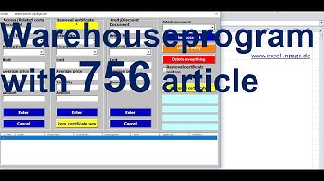 27 Create warehouse management program in Excel VBA with 756 article numbers yourself