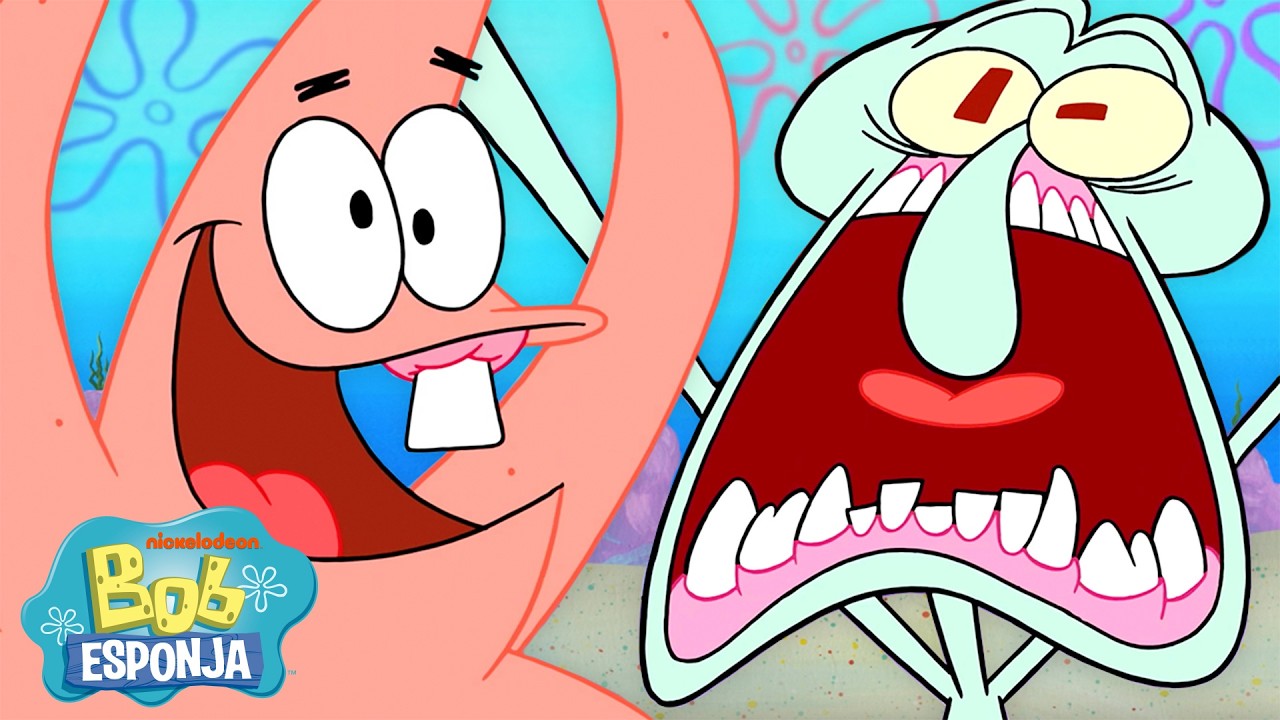 Bob Esponja | ¡Patricio molesta a Calamardo por una hora entera! | Bob Esponja en Español