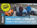 E308 vs mg4 vs megane  which is the best electric 5 door family hatchback