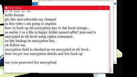 how to back up the encryption key of file encrypted using cipher command