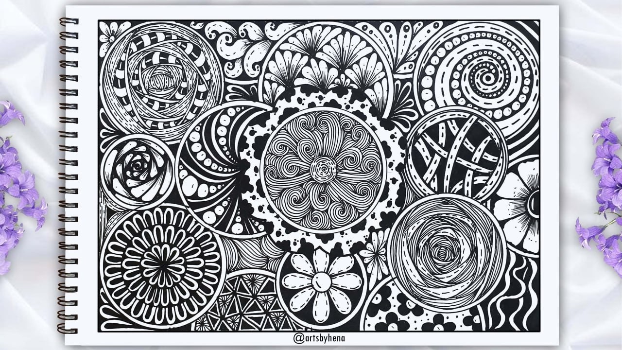 Easy zentangle art for beginners step by step || Zentangle doodle art for beginners || Zentangle art