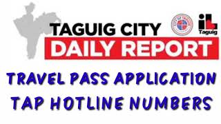 TAP UPDATE | TAP HOTLINE NUMBERS | TRAVEL PASS APPLICATION | TAGA TAGUIG TV | HOW TO GET TRAVEL PASS