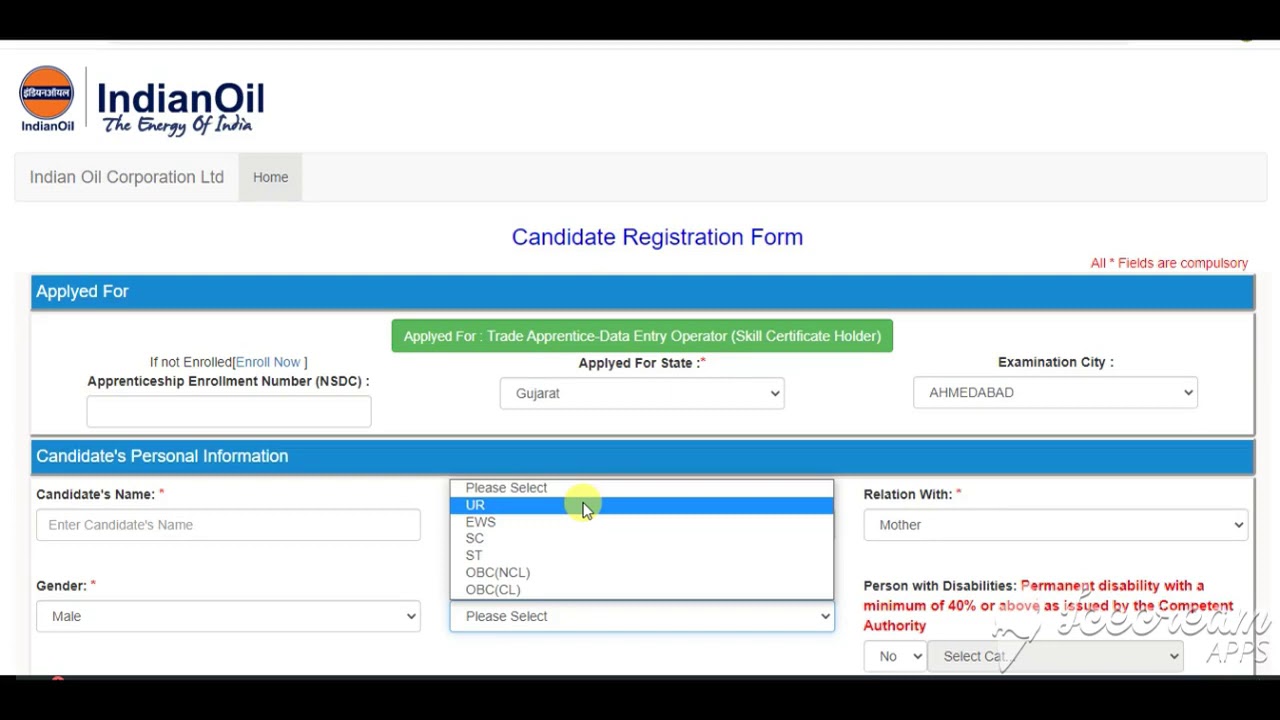 IOCL Western Region Apprentice Online Form 2021| IOCL Western Region Apply Registration Form 2021