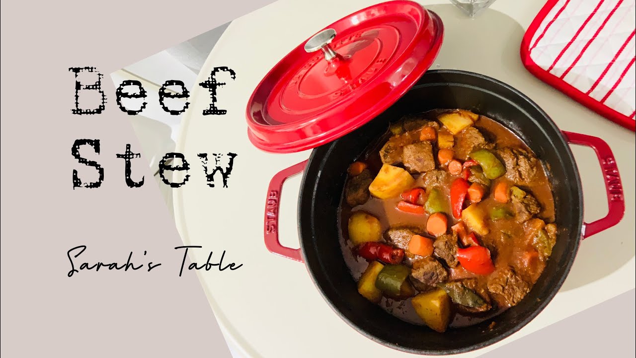 STAUB classic beef stew Cooking in staub dutch oven @Sarah's Table Ep