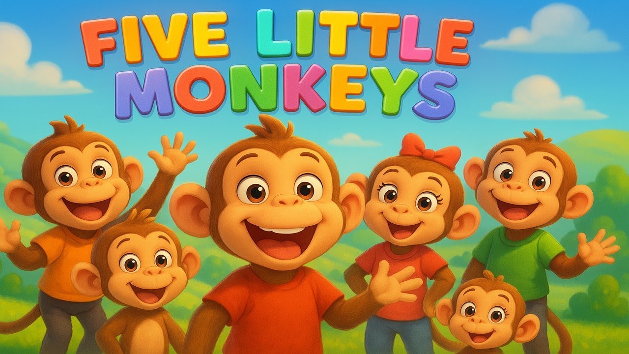 Five Little Monkeys | Animated Nursery Rhyme & Counting Song for Kids ...
