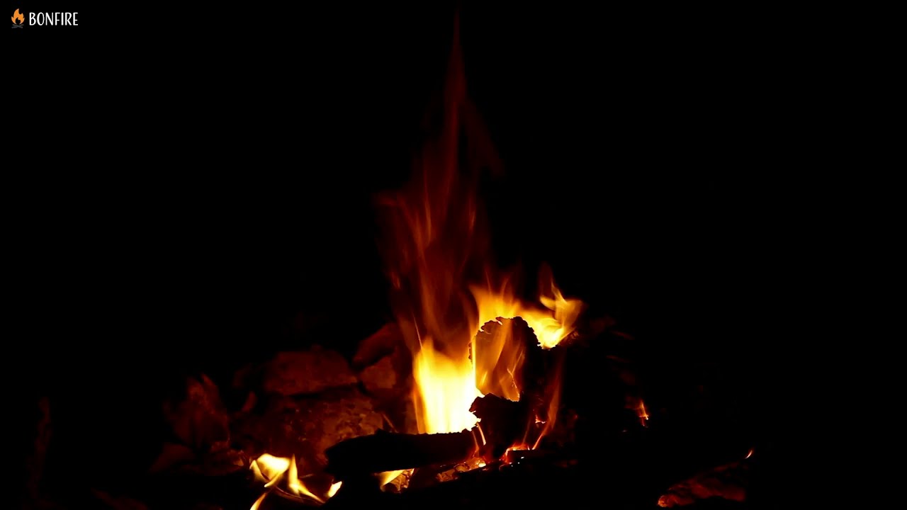 Crackling Fire at Night Dark Background Video   12h Burning Fireplace Sounds  Black Screen 12 Hours