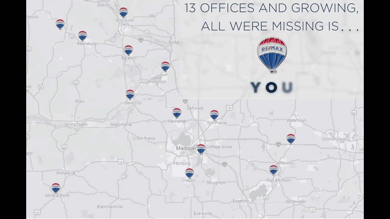 Office Map REMAX Preferred Offices 13 and growing; South Central Wisconsin