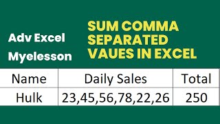 How to Sum Comma Separated Values in Cell in Excel in Hindi