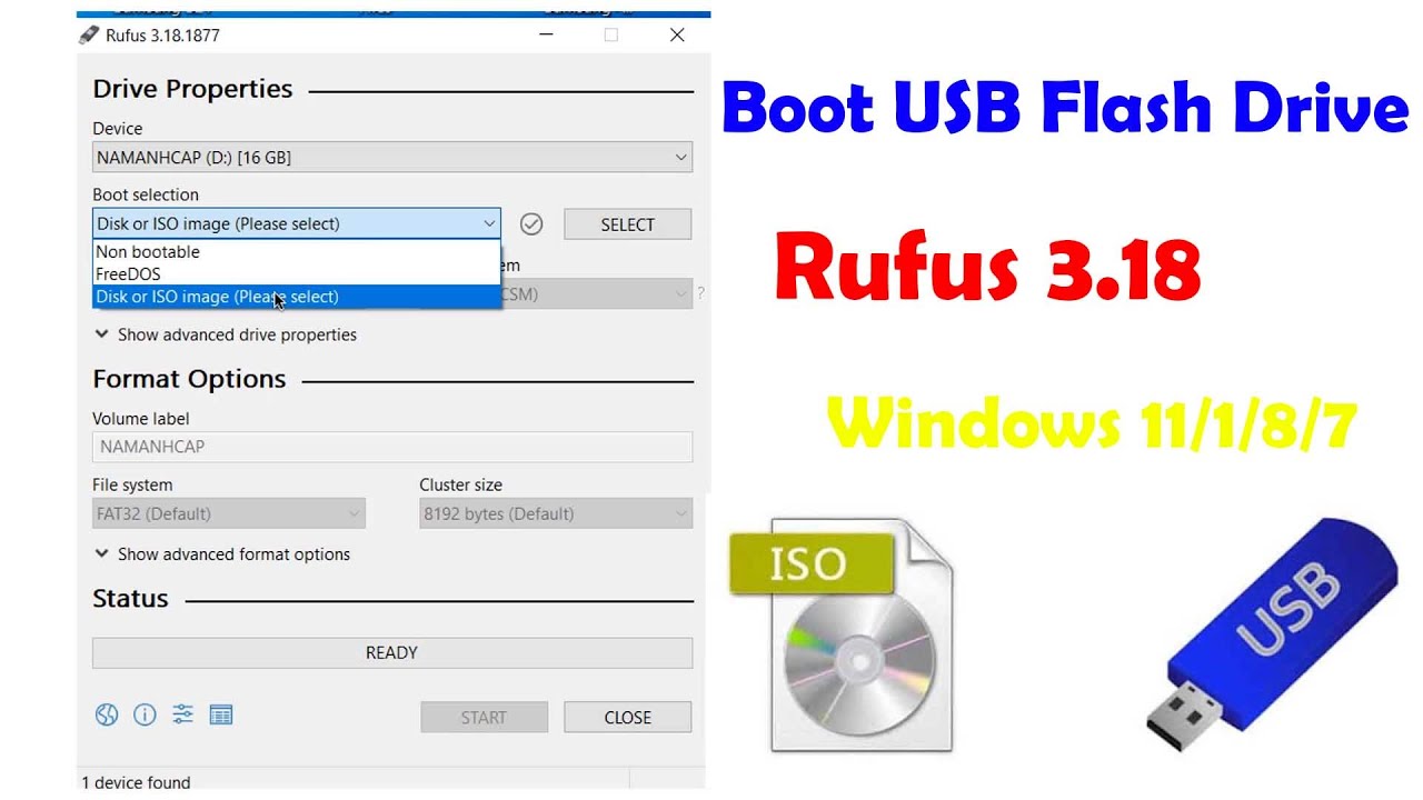 Boot USB Drive with Rufus 3.18 | Windows 7/8/8.1/10/11 - YouTube