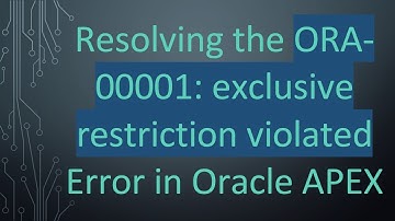 Resolving the ORA-00001: exclusive restriction violated Error in Oracle APEX