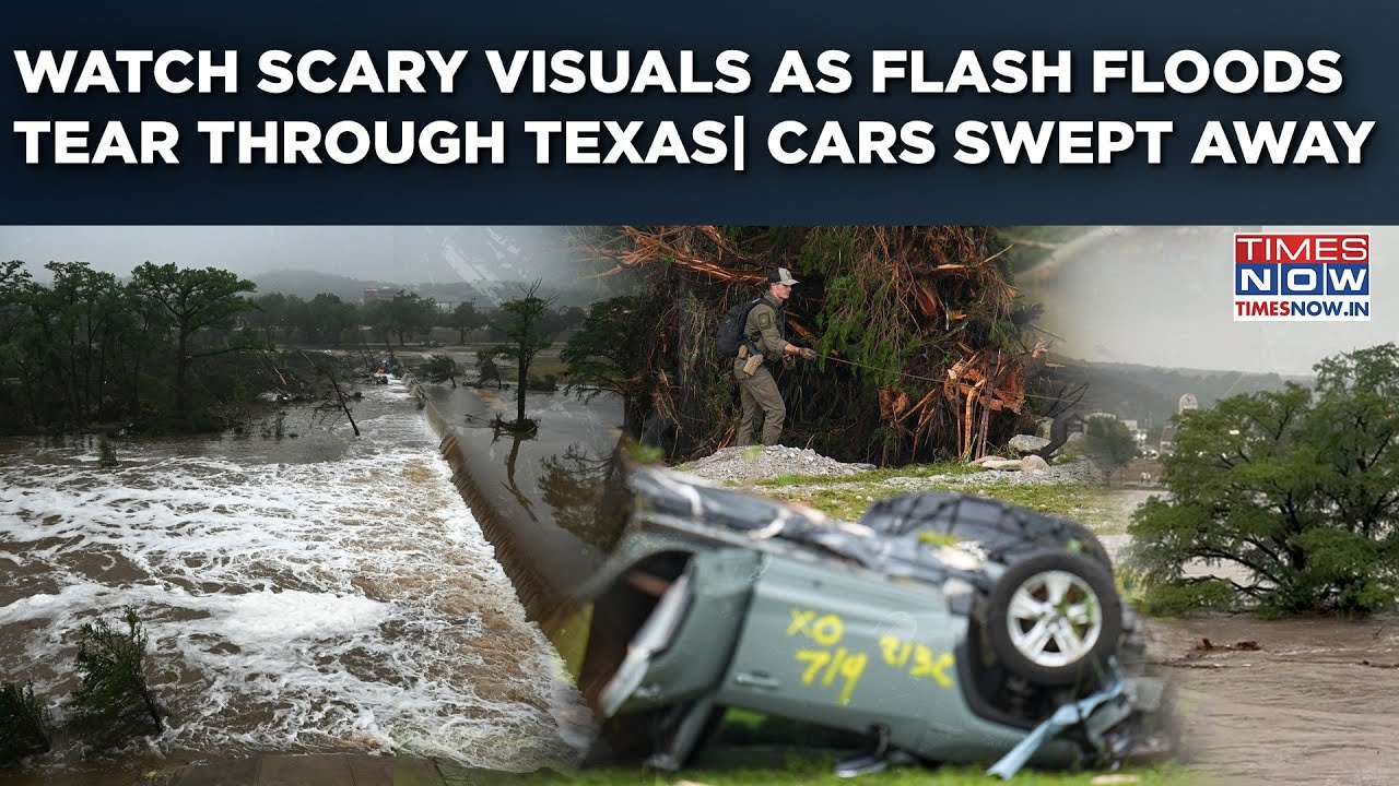 US Texas Flash Floods In Visuals: River Swells, Cars Overturn| Rescue Ops On| 50+ Killed| Trump Says