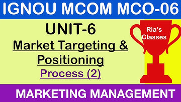 Part 7 IGNOU MCOM 2nd year | UNIT 6 | Market Targeting and Positioning | MARKETING MANAGEMENT MCO 06