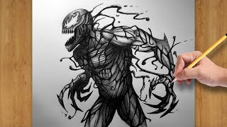 How to Draw Carnage Symbiote from Spiderman in Comic Style - Easy Drawing (timelapse)