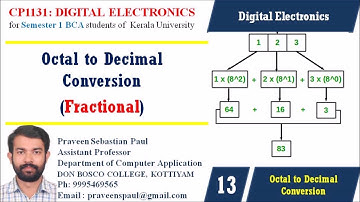DIGITAL ELECTRONICS  – LECTURE 13 – OCTAL TO DECIMAL CONVERSION (FRACTIONAL NUMBERS) - BCA SEM1