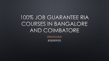 100% Job guarantee RIA courses in Bangalore  and Coimbatore-www.etcoe.in