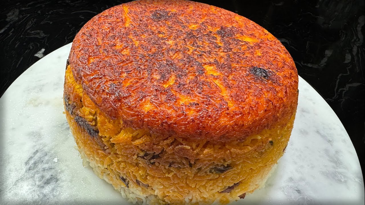 Delicious Green Bean Rice / Lubia Polo with Tahdig/ Tahchin