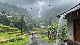 Heavy Rain for Deep Sleep ⛈️😴 || Soothing Village Ambience for Insomnia
