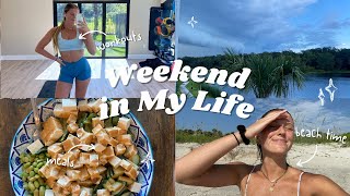 WEEKEND VLOG || body recomposition, meals & workouts, & beach!