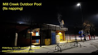 Mill Creek Outdoor Pool @ night  [FX30 4K60]  (pp off, ISO 80+, 11mm F1.8, Zhiyun Crane M3S)