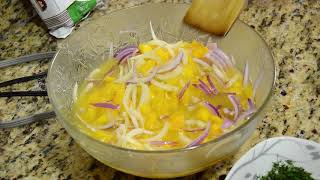 Ceviche de mango con camarones