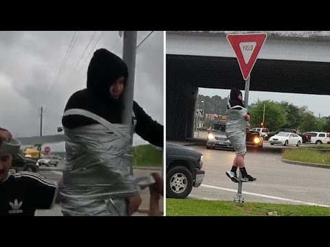 Teen Gets Duct-taped To Pole After Losing Bet To Friends