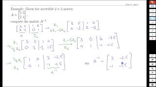 Week11 Page01 Invertibility With RREF and Adjoint Process
