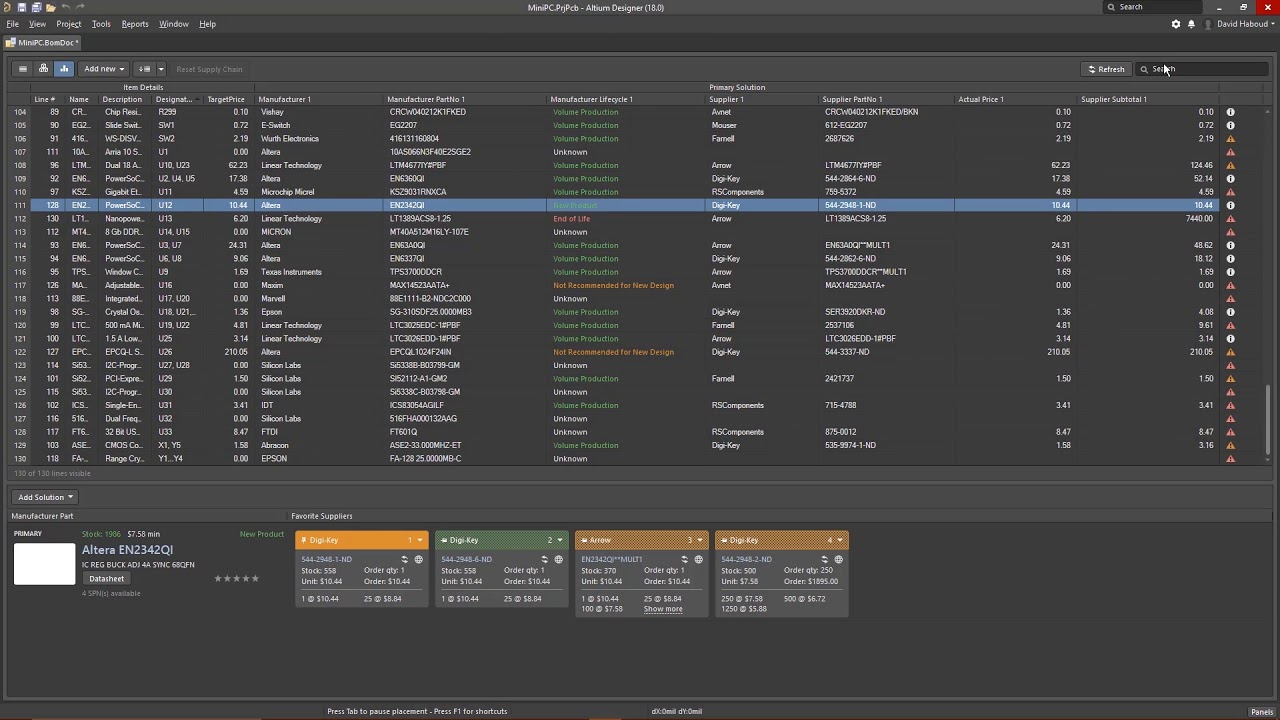 Real-time BOM Management