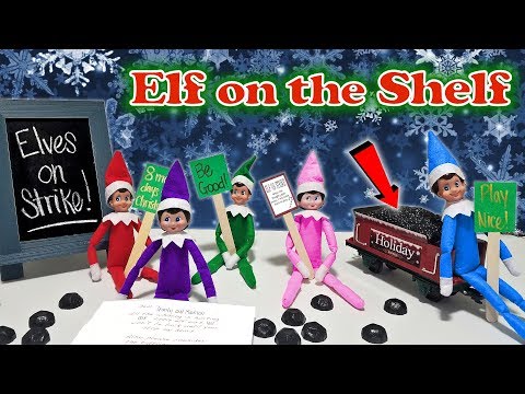 purple-&-pink-elf-on-the-shelf---elves-on-strike-with-green-blue-and-red-elves!-day-26