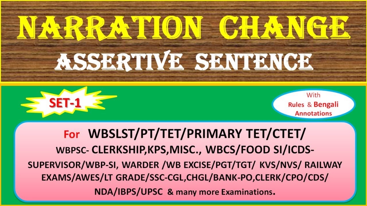 Narration Change Of Assertive Sentence Exercise