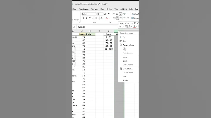 How to Assign Letter Grades in Excel #shorts (forget IF function)