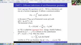 Shortest and straightest geodesics in sub-Riemannian geometry -- Dmitri Alekseevsky, PHK 10.11.2021