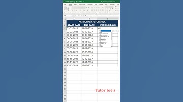 Mastering Workdays Calculation in Excel with NETWORKDAYS Function | Tutor Joes