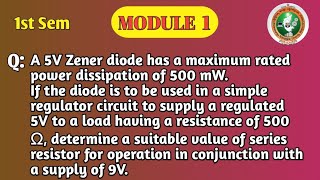 VTU | 1st Sem | Module 1 | Zener Diode Voltage Regulator Numerical | 2025 Scheme | 1BESC104C | PYQ's