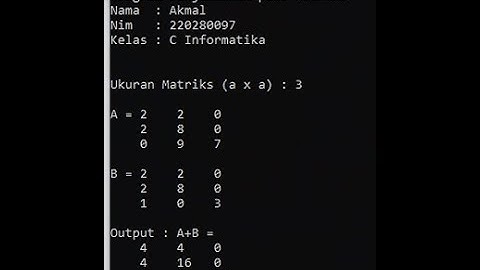 Program Penjumlahan Matrik 3 x  3 dengan Pascal