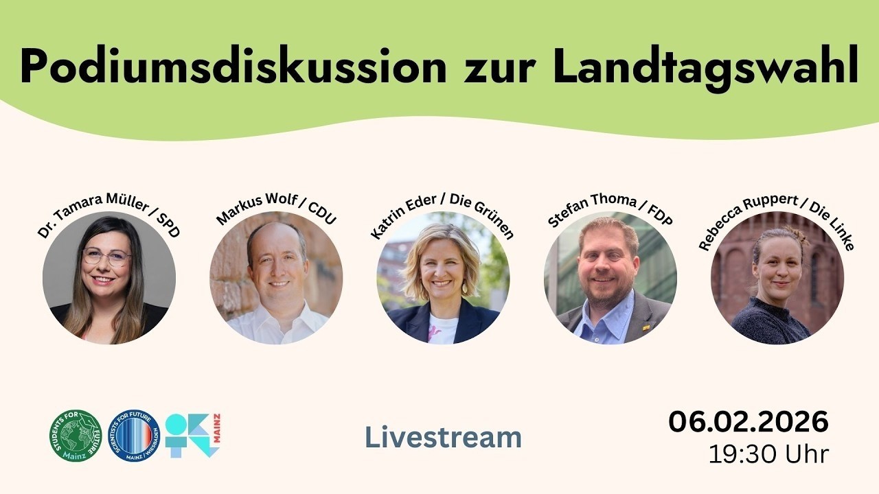 Nachhaltigkeit, Klima, Umweltschutz | Podiumsdiskussion zur Landtagswahl 2026