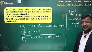 Full NCERT 12th Maths Chapter 06 Exercise 6 1 Q 15 Application of Derivatives Guide