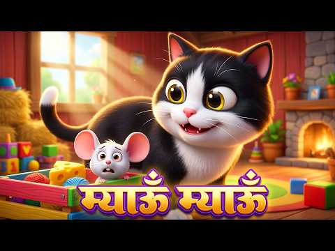 Meow Meow Billi Kerti Meow | म्याऊँ म्याऊँ बिल्ली करती म्याऊँ | Hindi Rhyme | Nursery Rhyme For Kids