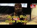 Woman protests in front of in-laws house in Hyderabad