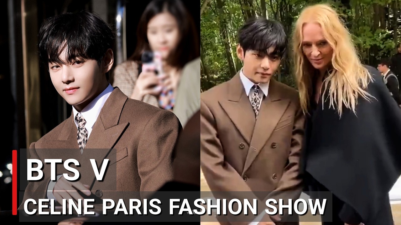 Прибытие Тэхёна из BTS на показ мод Celine в Париже 2025