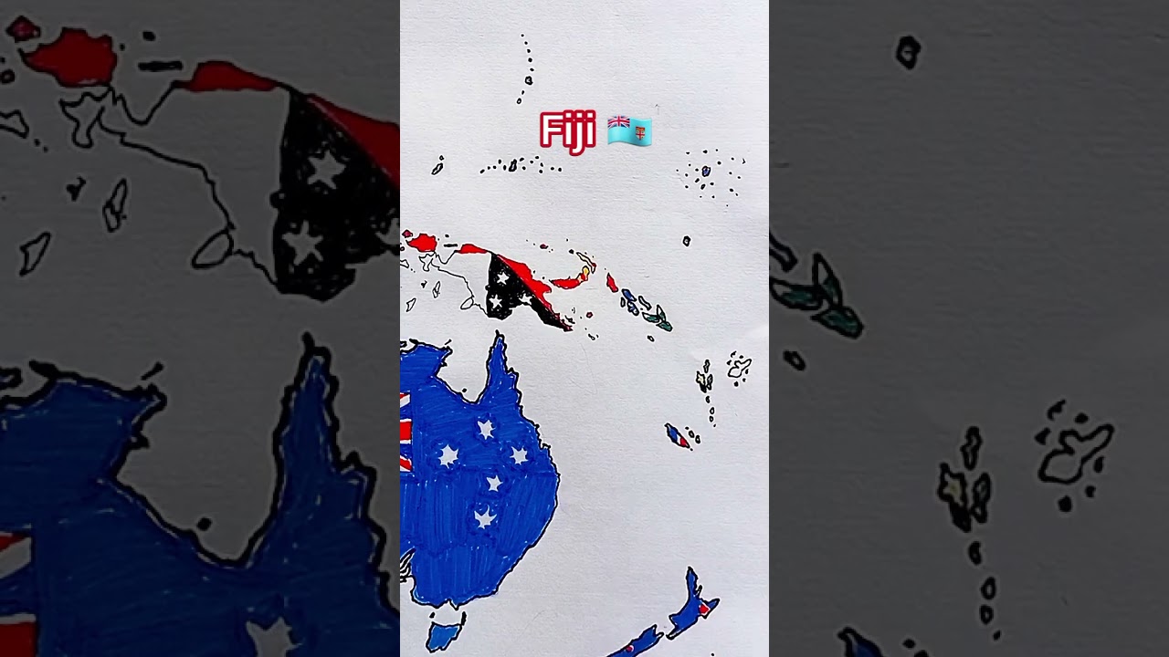 Draw Flag Map of Fiji 🇫🇯 