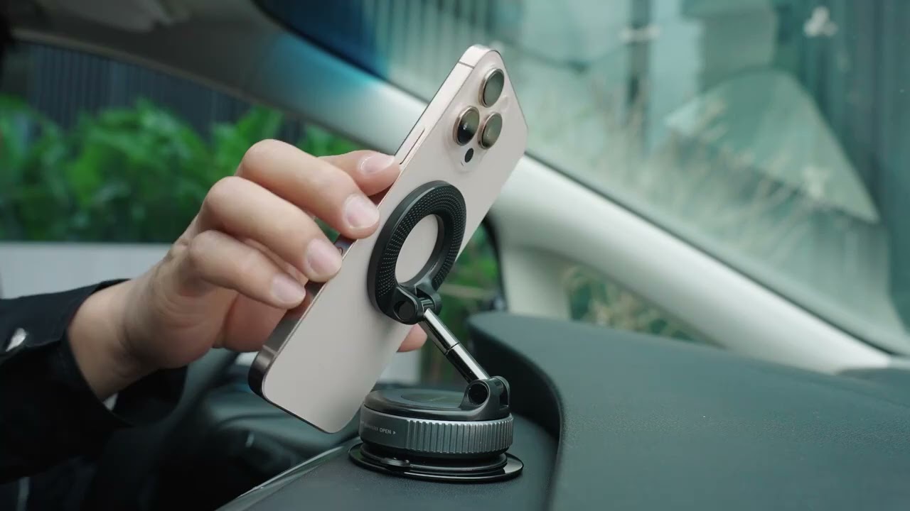 Car Suction Cupbase Magnetic Mount Phone Holder - Black
