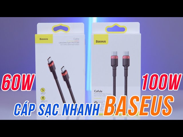 Cáp sạc nhanh 60W 3A 100cm và 100W 5A 200cm chuẩn Type C to C Baseus dành cho ĐT, Macbook, Laptop !!